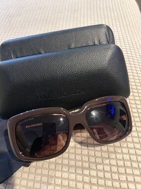 Balenciaga Brown Oversized Square Sunglasses with Dark Lenses